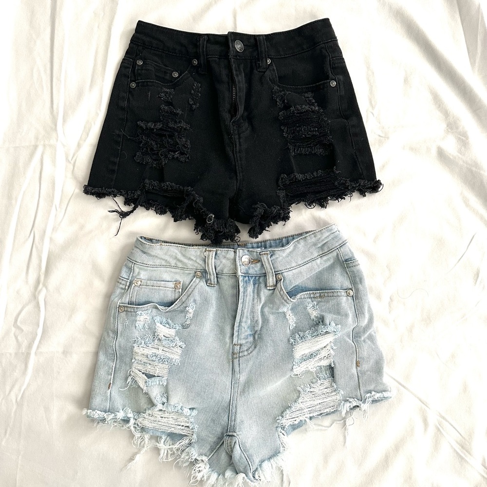 Black and Light Blue Booty Shorts (Size-1)
